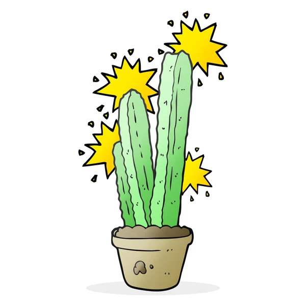Dessin à la main libre dessin animé cactus — Image vectorielle