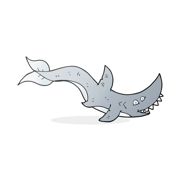 Szabadkézi rajzolt karikatúra cápa — Stock Vector