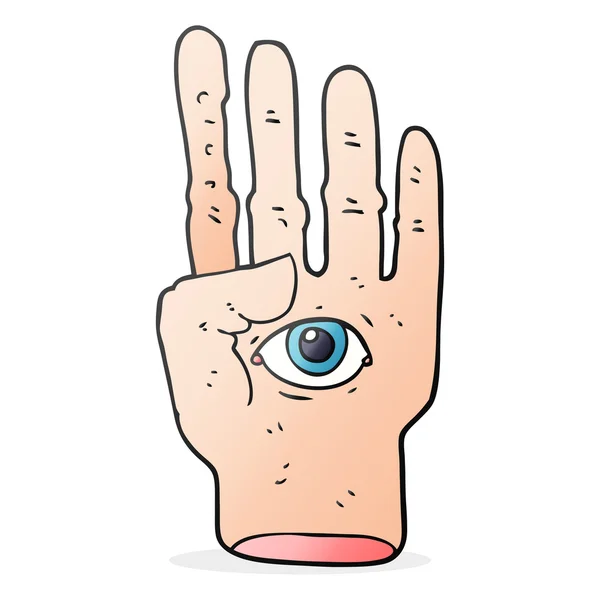 Cartoon gruselige Hand mit Augapfel — Stockvektor