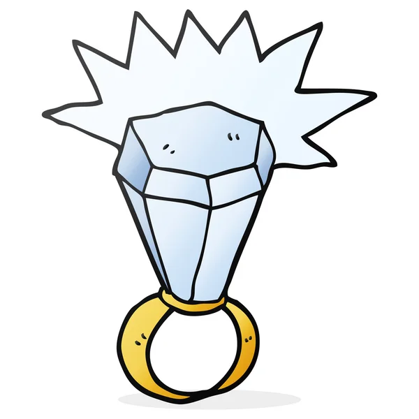 漫画の巨大なダイヤモンドの指輪 — ストックベクタ