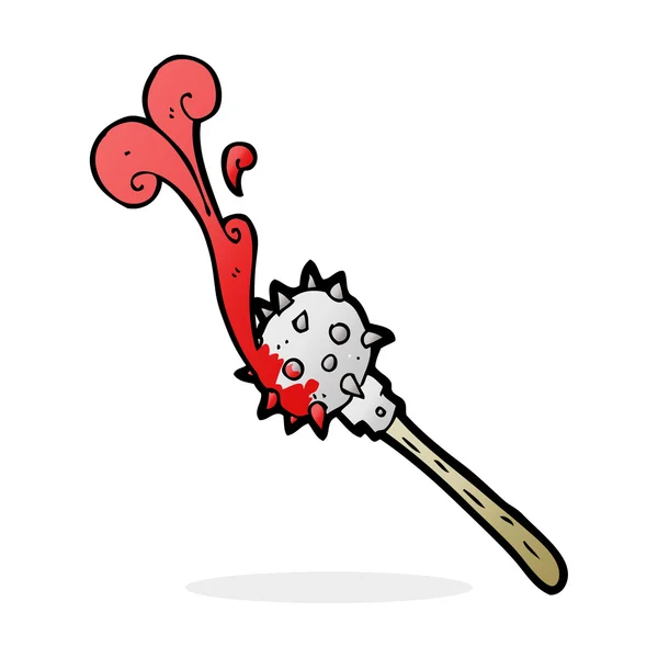 Cartoon bloody medieval mace — Stock Vector