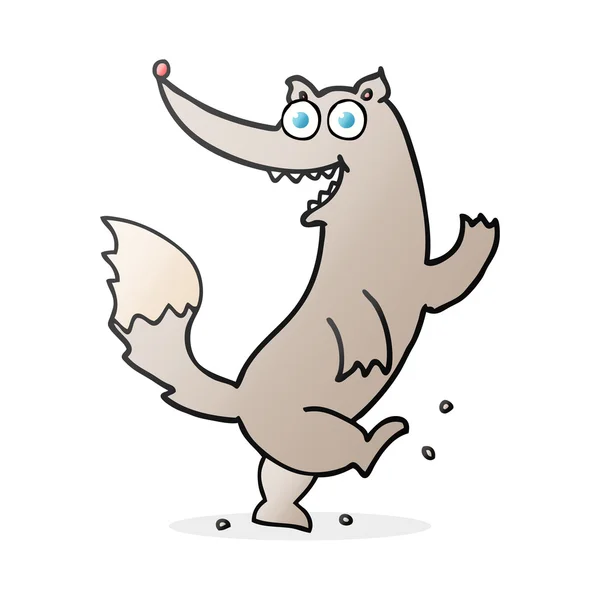 Gelukkig wolf cartoon dansen — Stockvector