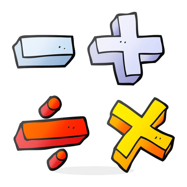 Símbolos matemáticos de dibujos animados — Vector de stock