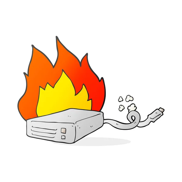 Cartoon computer harde schijf branden — Stockvector