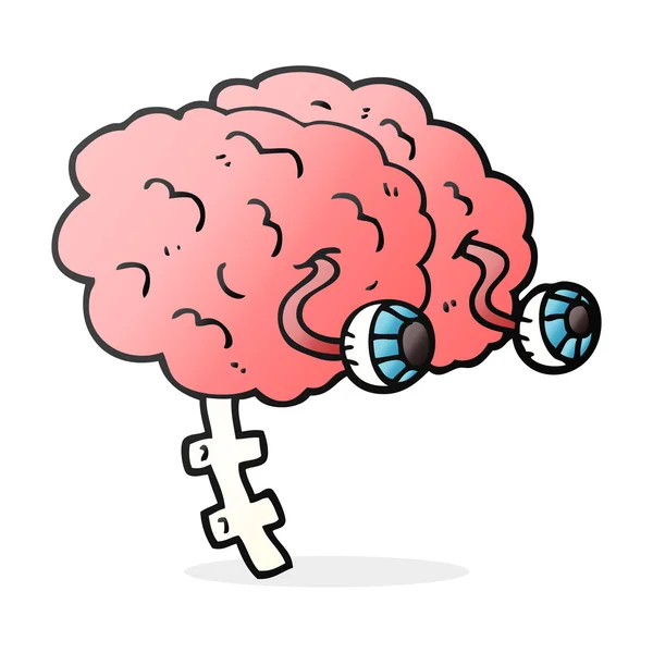 Serbest çizilmiş karikatür beyin — Stok Vektör