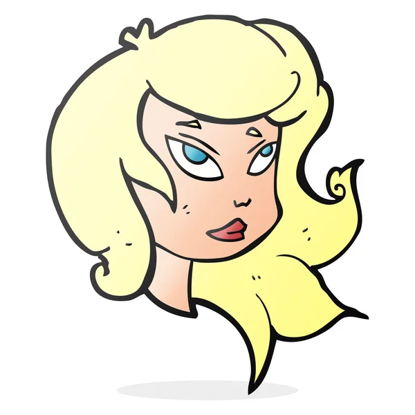 Cara femenina de dibujos animados — Vector de stock