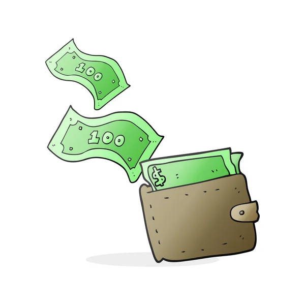 Cartoon wallet full of money — Stock Vector