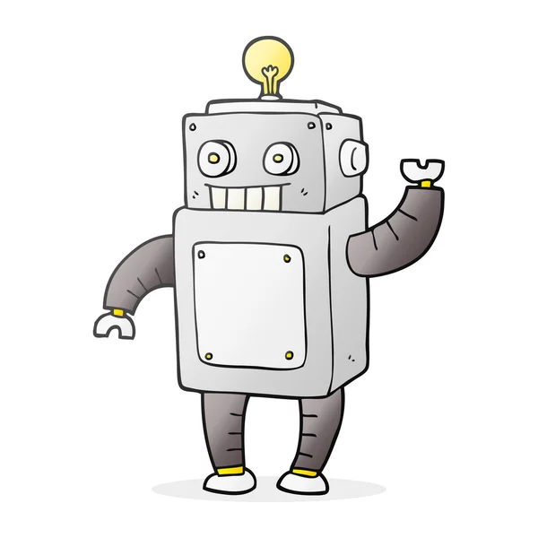 FreeHand ritade cartoon robot — Stock vektor