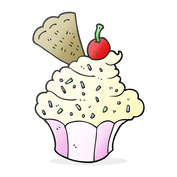 Cupcake desenho animado desenhado à mão livre —  Vetores de Stock
