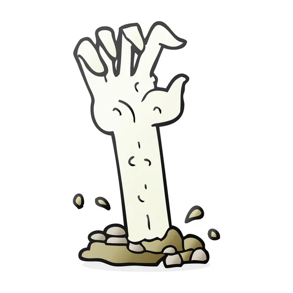 Cartoon zombie hand rising from ground — Stock Vector