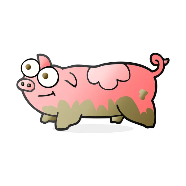 Freihand gezeichnetes Cartoon-Schwein — Stockvektor