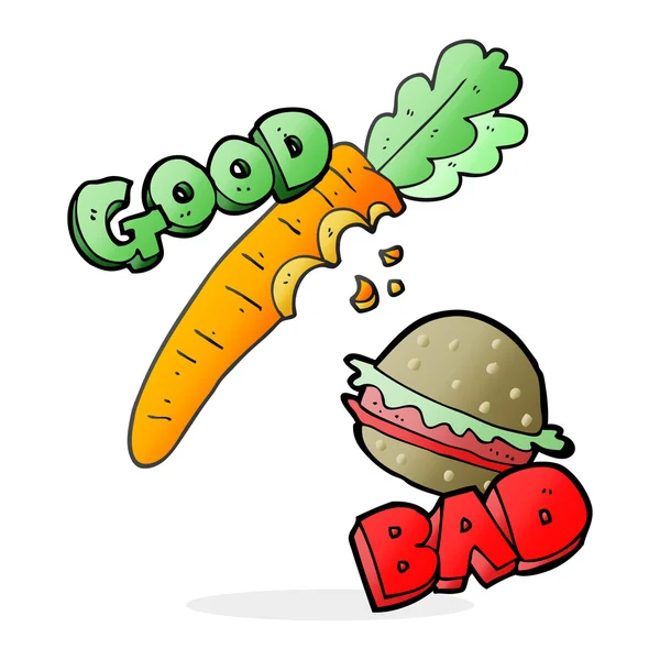 Goede en slechte voeding van de cartoon — Stockvector