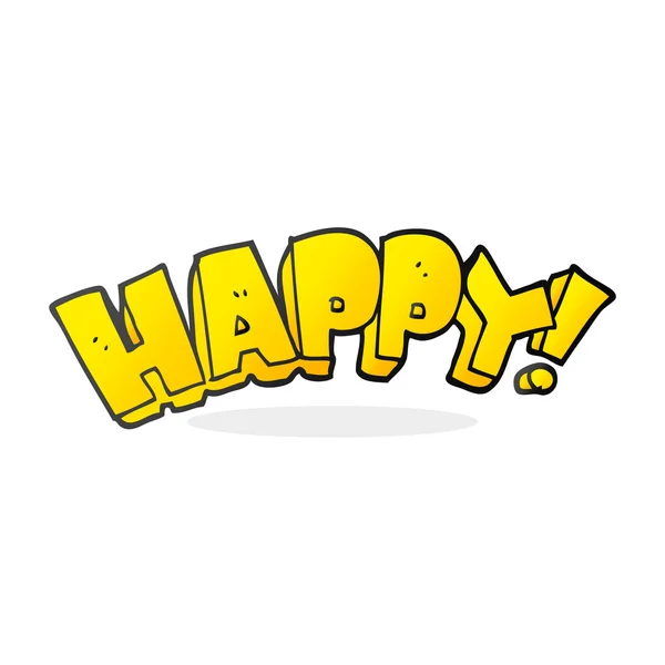 Cartoni animati testo felice simbolo — Vettoriale Stock