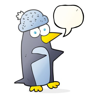 konuşma kabarcık karikatür penguen