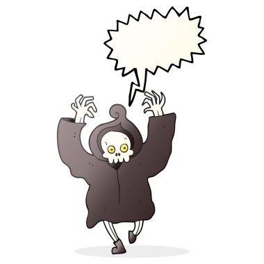 Ölüm iskelet dans konuşma kabarcık karikatür