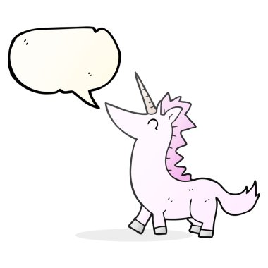 konuşma kabarcık karikatür tek boynuzlu at