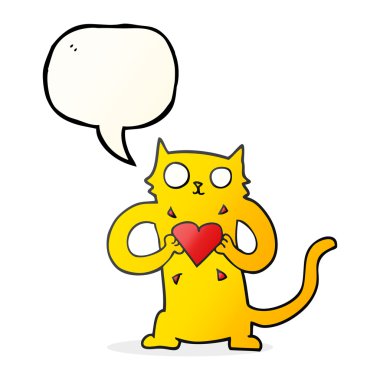 aşk kalp ile konuşma kabarcık karikatür kedi