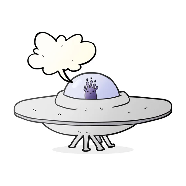 Discours bulle dessin animé soucoupe volante — Image vectorielle