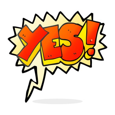 Evet konuşma kabarcık karikatür sembolü