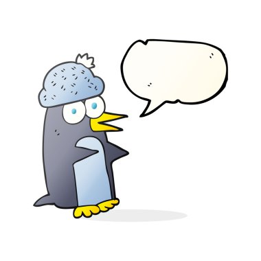 konuşma kabarcık karikatür penguen