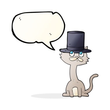 konuşma kabarcık karikatür kedi silindir şapka