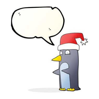 konuşma balonu Noel penguen karikatür