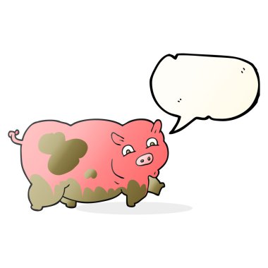 konuşma kabarcık karikatür domuz