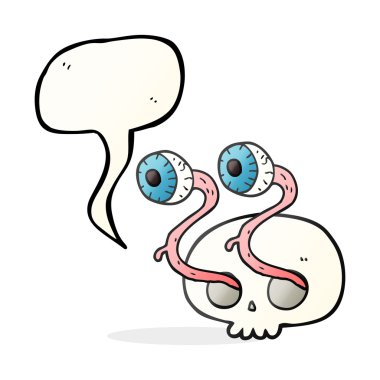 Brüt konuşma kabarcık karikatür göz küresi kafatası