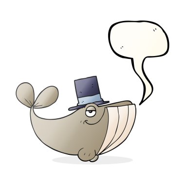 konuşma kabarcık karikatür balina üst şapka