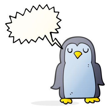 konuşma kabarcık karikatür penguen