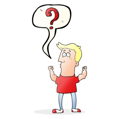 konuşma kabarcık karikatür adam soru ile