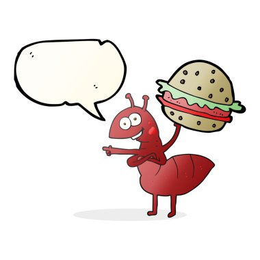 konuşma kabarcık karikatür karınca yiyecek taşıyan