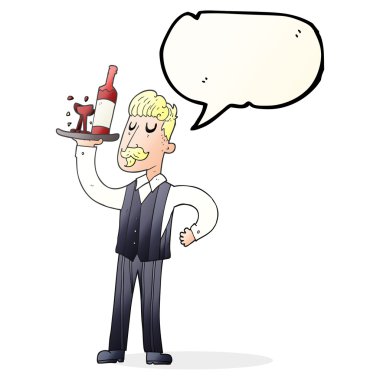 konuşma kabarcık karikatür garson