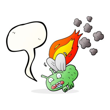 gürültüyle çarpmak ve yanma konuşma kabarcık karikatür sinek