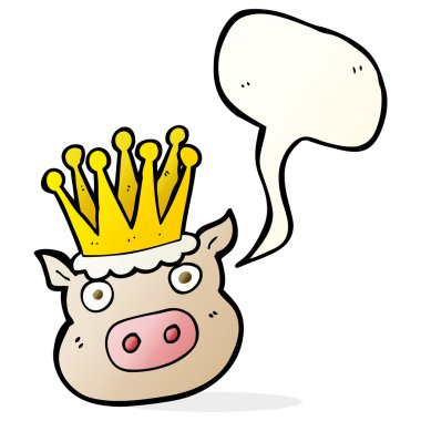 konuşma kabarcık karikatür domuz taç