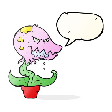 konuşma kabarcık karikatür canavar bitki