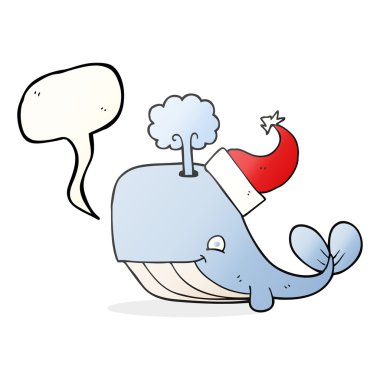 konuşma kabarcık karikatür balina Noel şapka