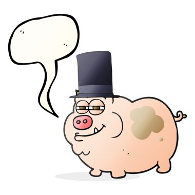 konuşma kabarcık karikatür zengin domuz