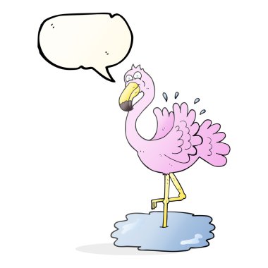 konuşma kabarcık karikatür flamingo