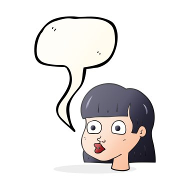 konuşma kabarcık karikatür kadın yüzü