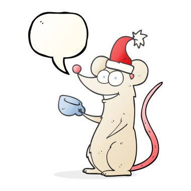 konuşma kabarcık karikatür fare Noel şapka