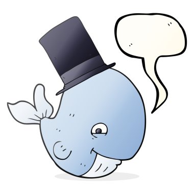 konuşma kabarcık karikatür balina silindir şapka