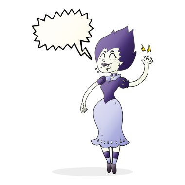 konuşma kabarcık karikatür vampir kız