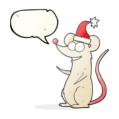 konuşma kabarcık karikatür fare Noel şapka