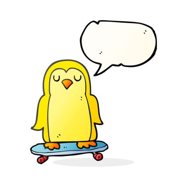 konuşma kabarcık karikatür kuş kaykay üzerinde