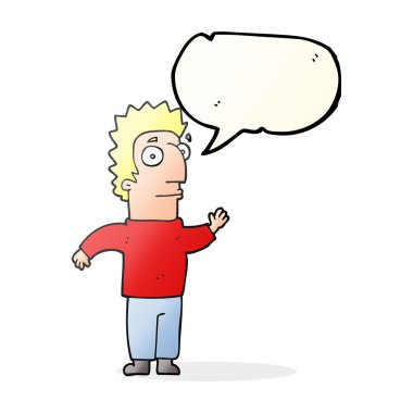 konuşma kabarcık karikatür adam sallayarak