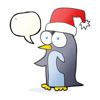 konuşma balonu Noel penguen karikatür