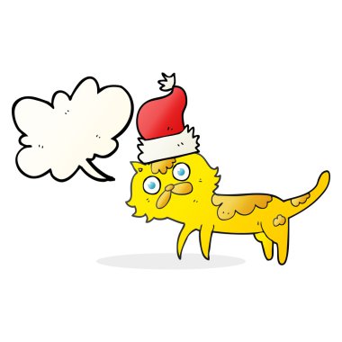 konuşma kabarcık karikatür kedi Noel şapka