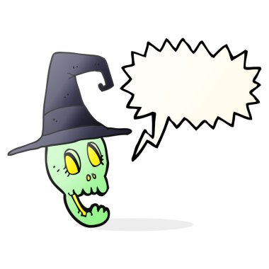 konuşma kabarcık karikatür kafatası cadı şapka