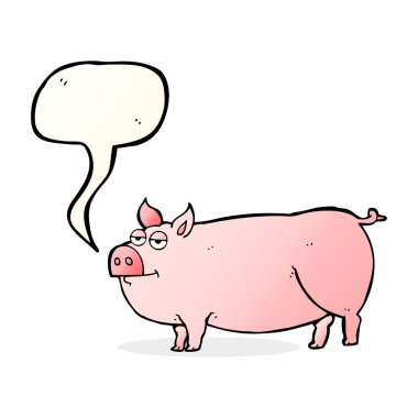 konuşma kabarcık karikatür büyük domuz